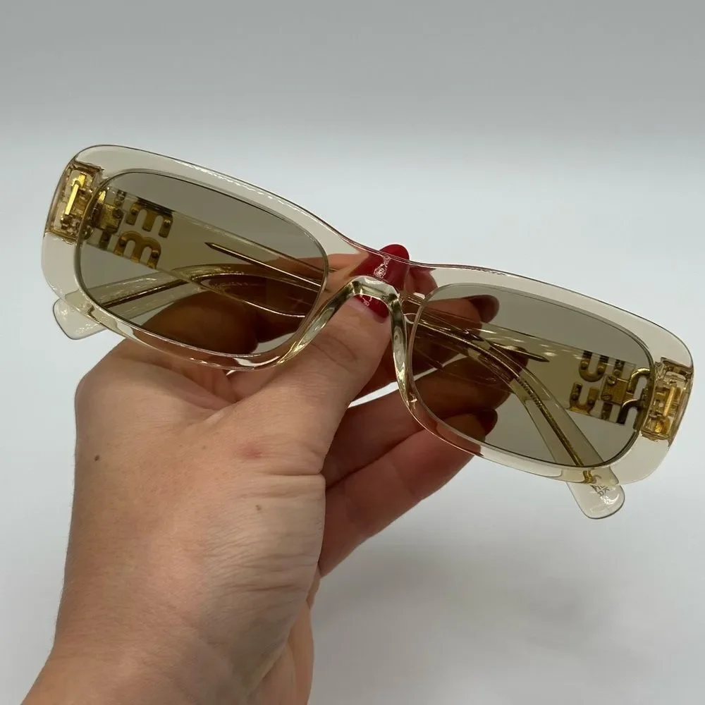 MIU MIU Sunglasses MU08ZS 11T40F Sand Transparent/Dark Brown Women NEW - Picture 9 of 13